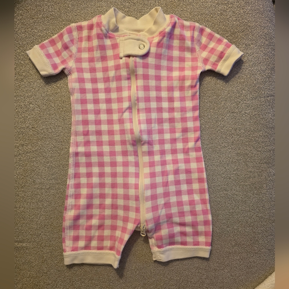 Hanna Andersson Pink and White Checkered Bodysuit